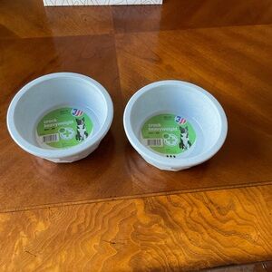 Set of Two Light Gray Crock Heavyweight Pet Bowls, (dog or cat) made in USA NWT